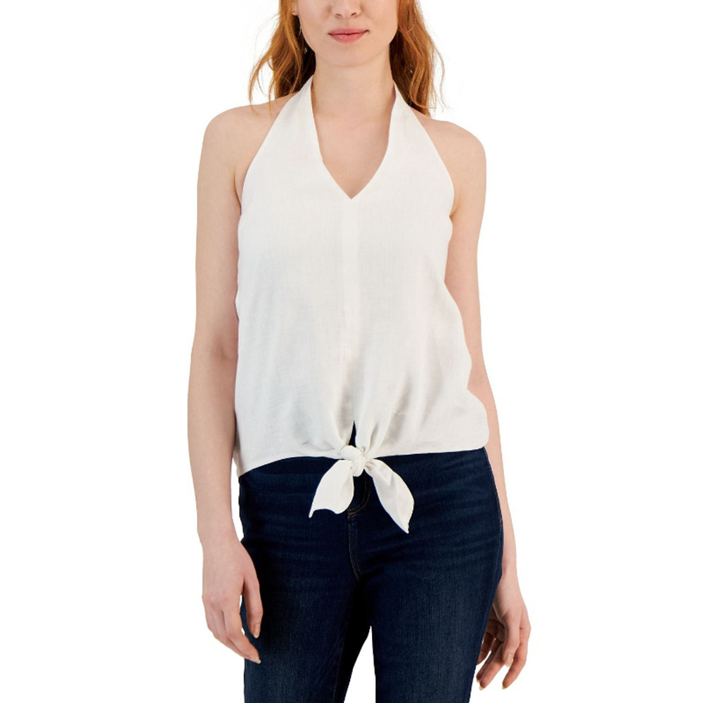 INC International Concepts Women's XXL White 100% Linen Halter Top NWT